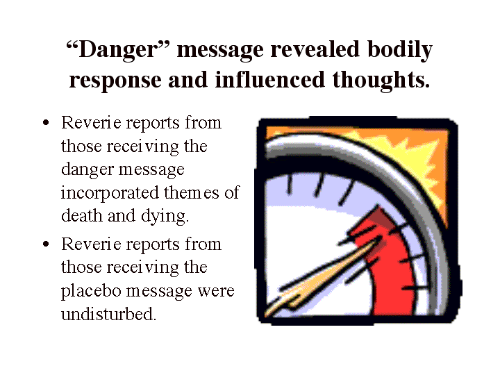 Danger messages revealed bodily response and influenced thoughts.